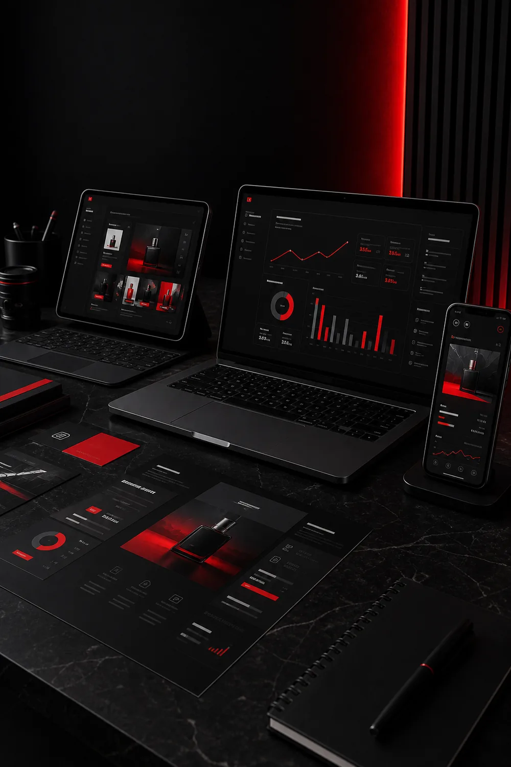 Digital marketing dashboard and ad creative project preview